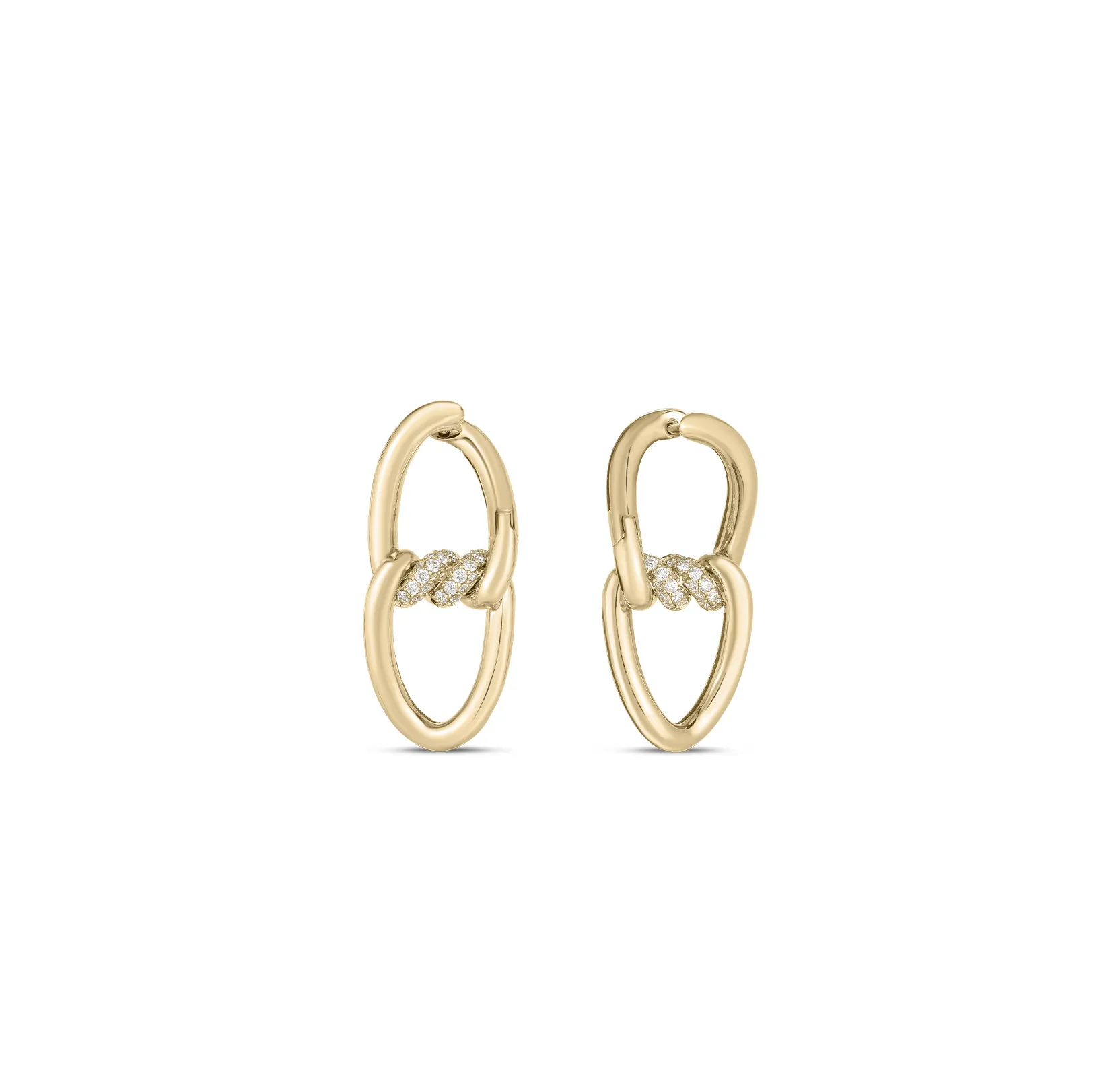 Roberto Coin Cialoma Yellow Gold Small Chain Link Diamond Earrings