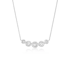 Roberto Coin Classic Diamond 18K White Gold Five Diamond Bezel Necklace