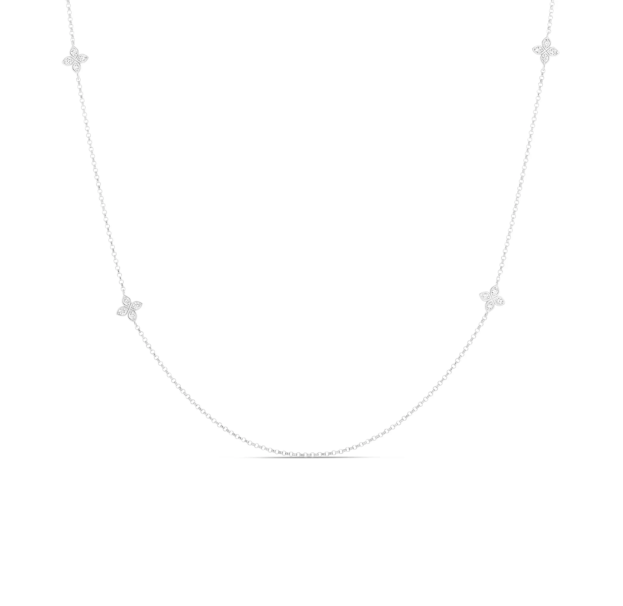 Roberto Coin Diamonds by the Inch White Gold 10 Diamond Station Necklace