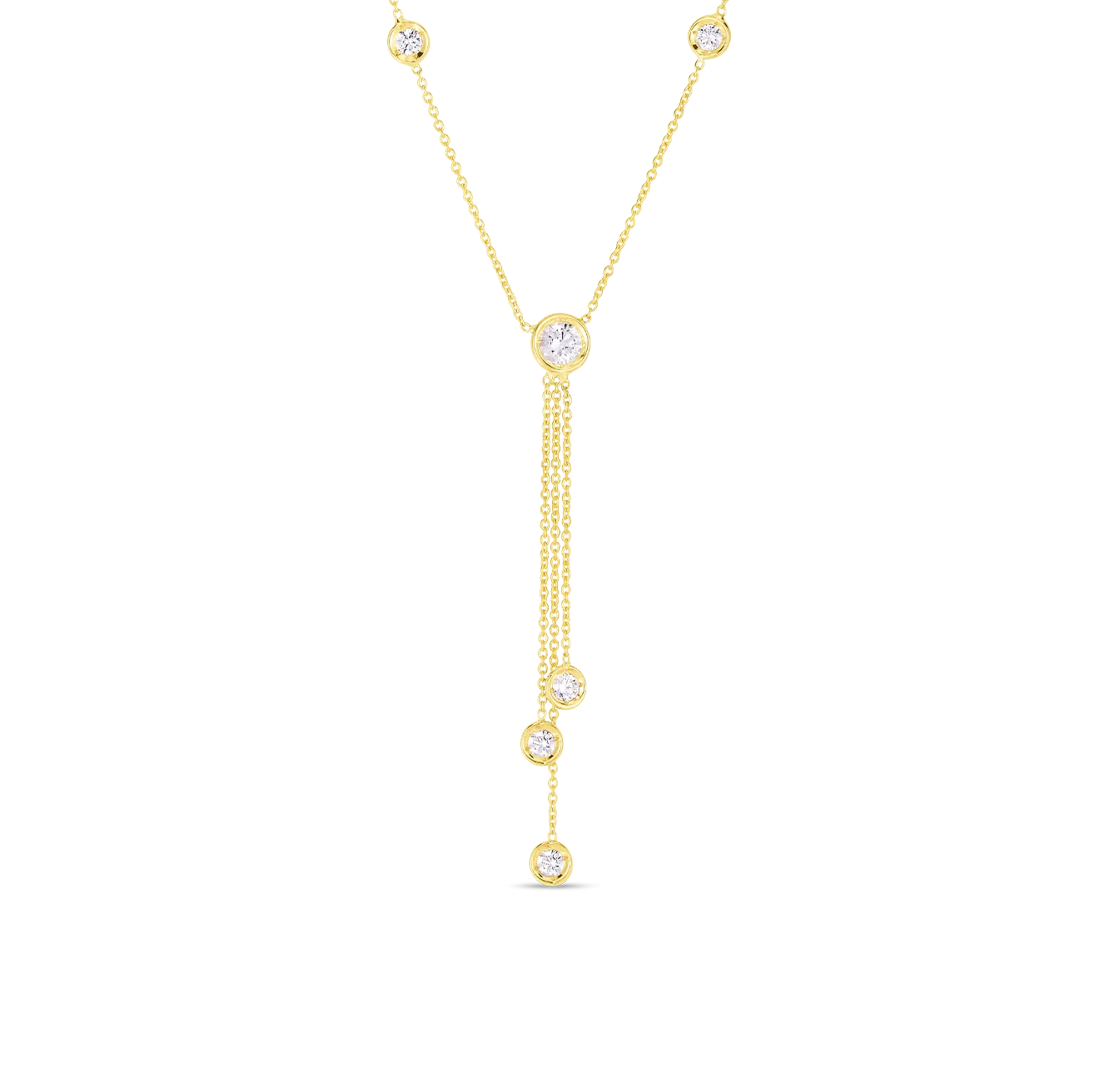 Roberto Coin Diamonds by the Inch Yellow Gold Triple Drop Necklace