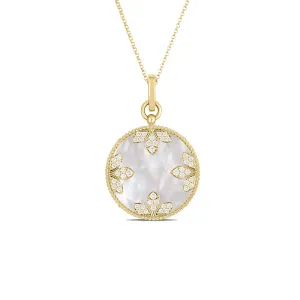 Roberto Coin Large Medallion 18K Gold Mother of Pearl Necklace