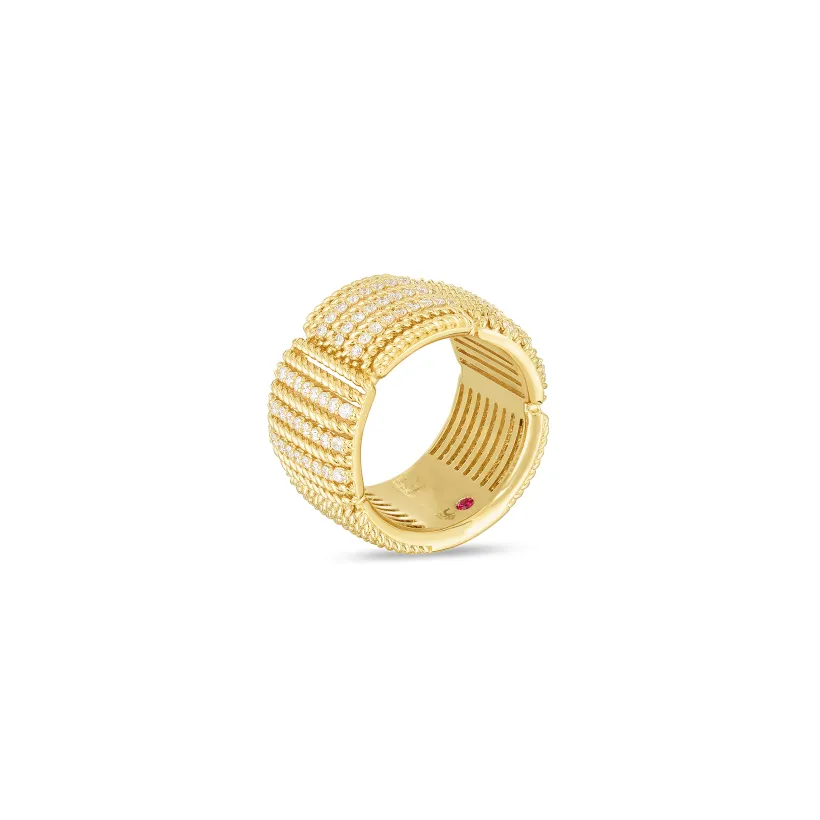 Roberto Coin Opera 18K Yellow Gold Diamond Accent Wide Band Ring