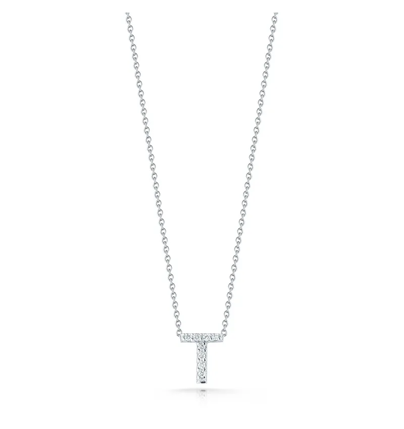 Roberto Coin Tiny Treasures White Gold "Love Letter" Initial Pendant