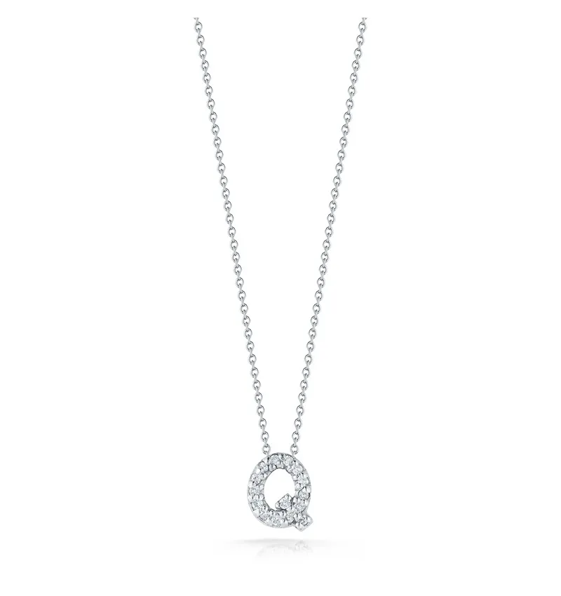 Roberto Coin Tiny Treasures White Gold "Love Letter" Initial Pendant