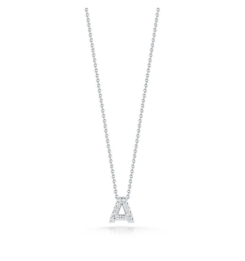Roberto Coin Tiny Treasures White Gold "Love Letter" Initial Pendant