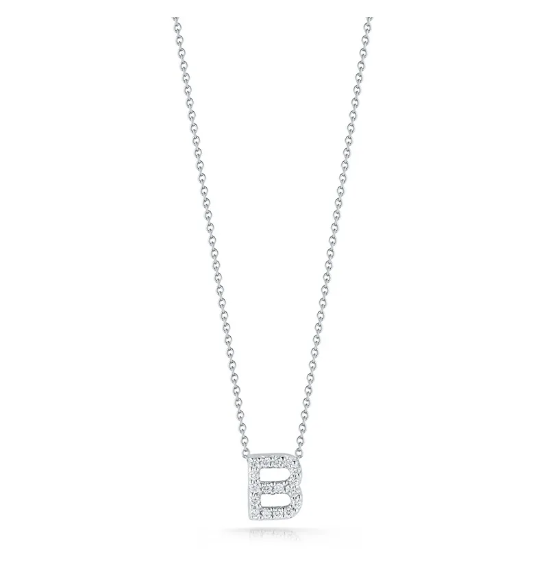 Roberto Coin Tiny Treasures White Gold "Love Letter" Initial Pendant