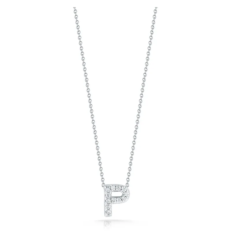 Roberto Coin Tiny Treasures White Gold "Love Letter" Initial Pendant