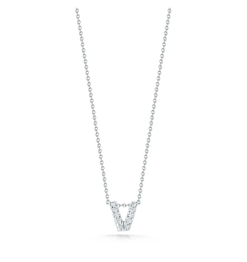 Roberto Coin Tiny Treasures White Gold "Love Letter" Initial Pendant