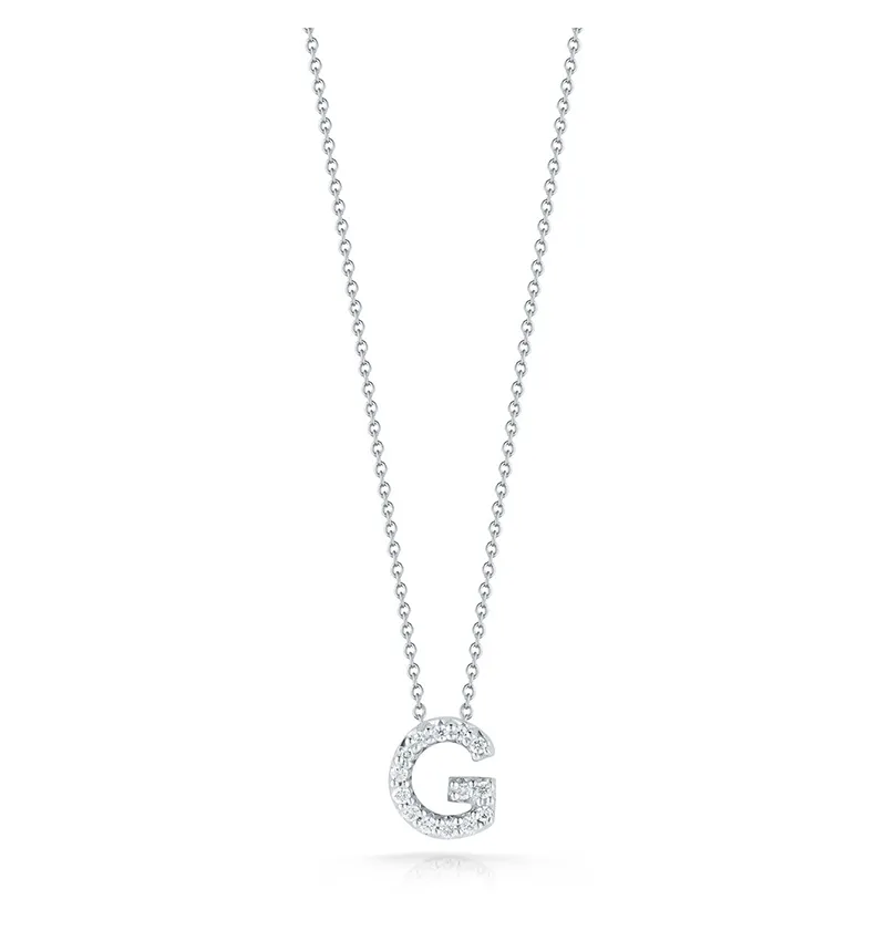 Roberto Coin Tiny Treasures White Gold "Love Letter" Initial Pendant