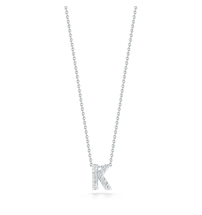 Roberto Coin Tiny Treasures White Gold "Love Letter" Initial Pendant