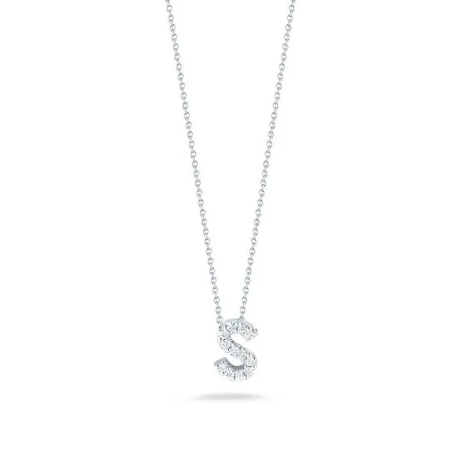 Roberto Coin Tiny Treasures White Gold "Love Letter" Initial Pendant
