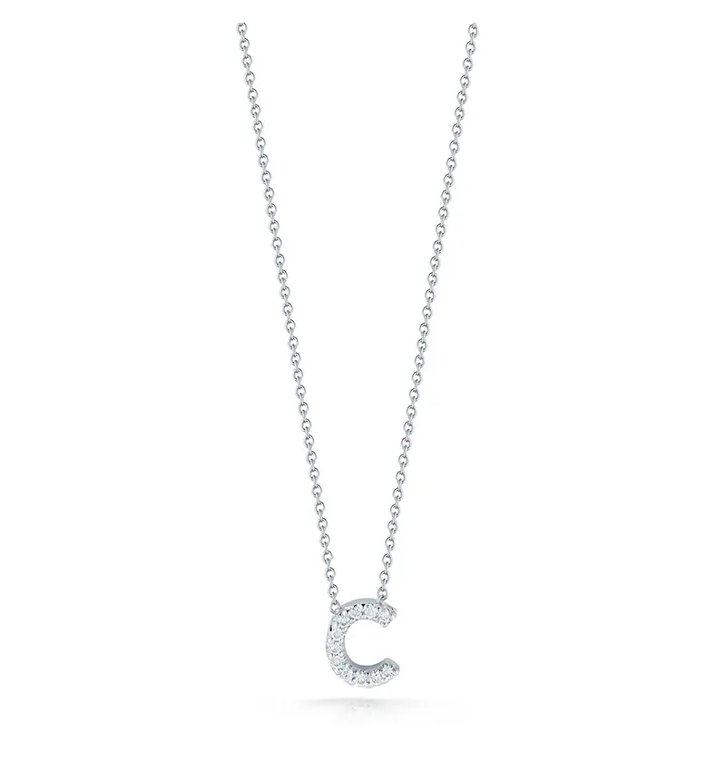 Roberto Coin Tiny Treasures White Gold "Love Letter" Initial Pendant