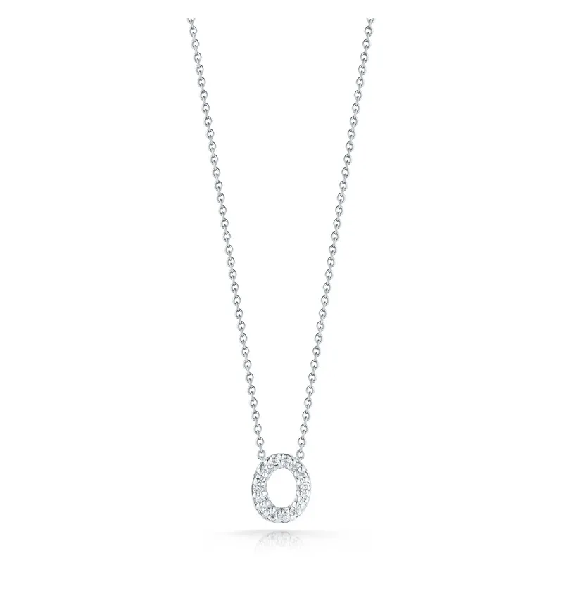 Roberto Coin Tiny Treasures White Gold "Love Letter" Initial Pendant