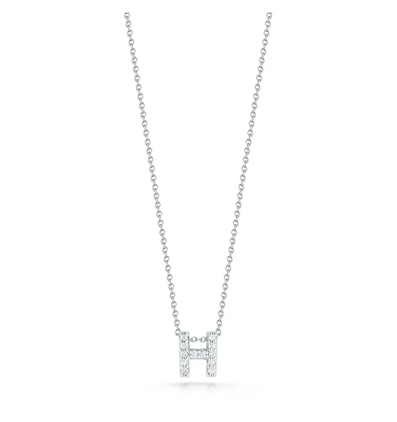 Roberto Coin Tiny Treasures White Gold "Love Letter" Initial Pendant