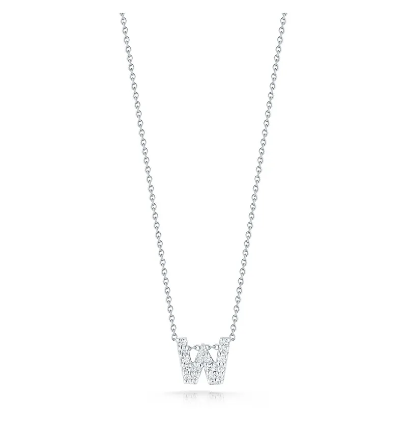 Roberto Coin Tiny Treasures White Gold "Love Letter" Initial Pendant