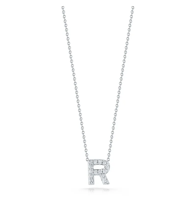 Roberto Coin Tiny Treasures White Gold "Love Letter" Initial Pendant