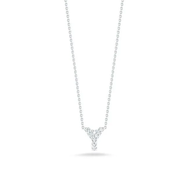 Roberto Coin Tiny Treasures White Gold "Love Letter" Initial Pendant