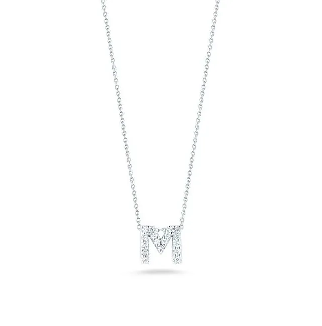 Roberto Coin Tiny Treasures White Gold "Love Letter" Initial Pendant