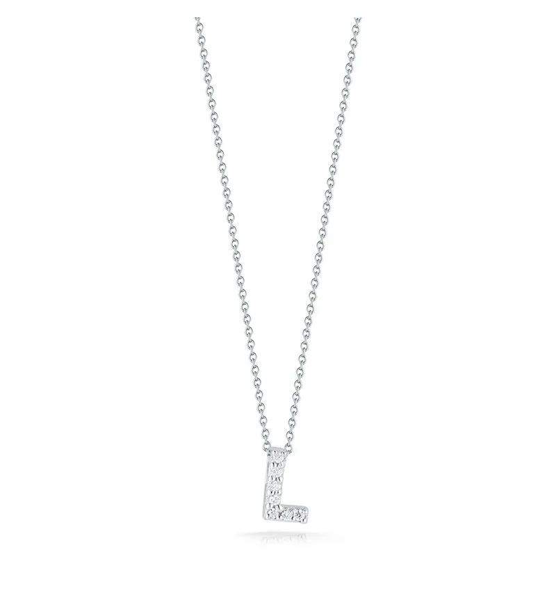 Roberto Coin Tiny Treasures White Gold "Love Letter" Initial Pendant