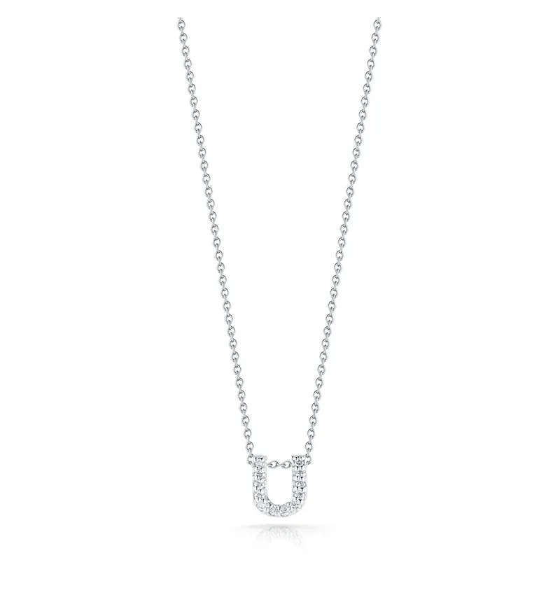 Roberto Coin Tiny Treasures White Gold "Love Letter" Initial Pendant