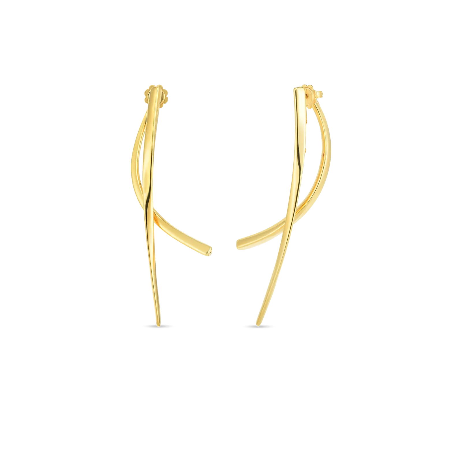 Roberto Coin Yellow Gold Front and Back Line Earrings