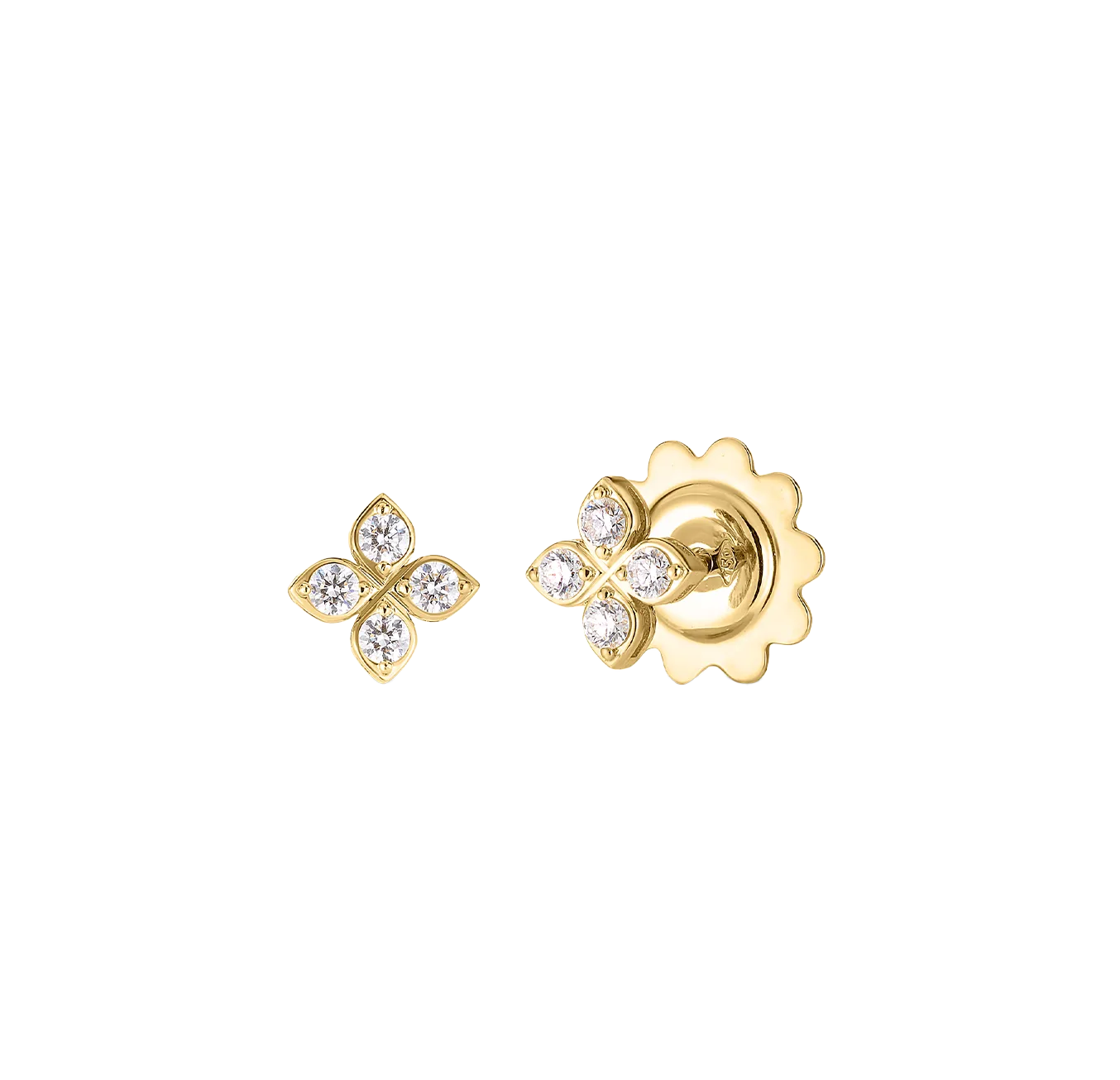 Roberto Coin Yellow Gold Mini Flower Stud Earrings with Diamonds
