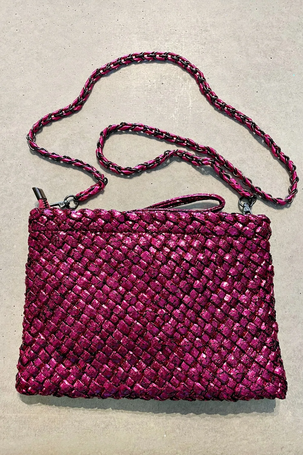 ROSELLE AGNES CROSSBODY ZIP CLUTCH PINK