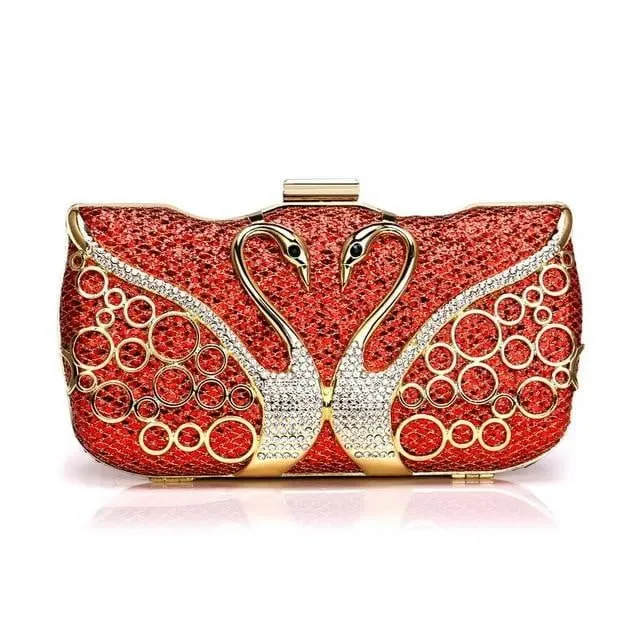 Sequin Evening Bags Elegant Swan Diamonds Clutch
