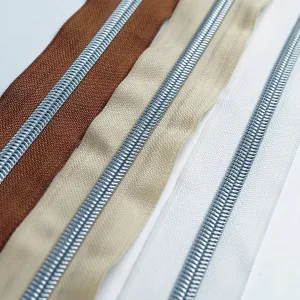 Silver Metallic Nylon No 5 Zipper 3 Yards Roll