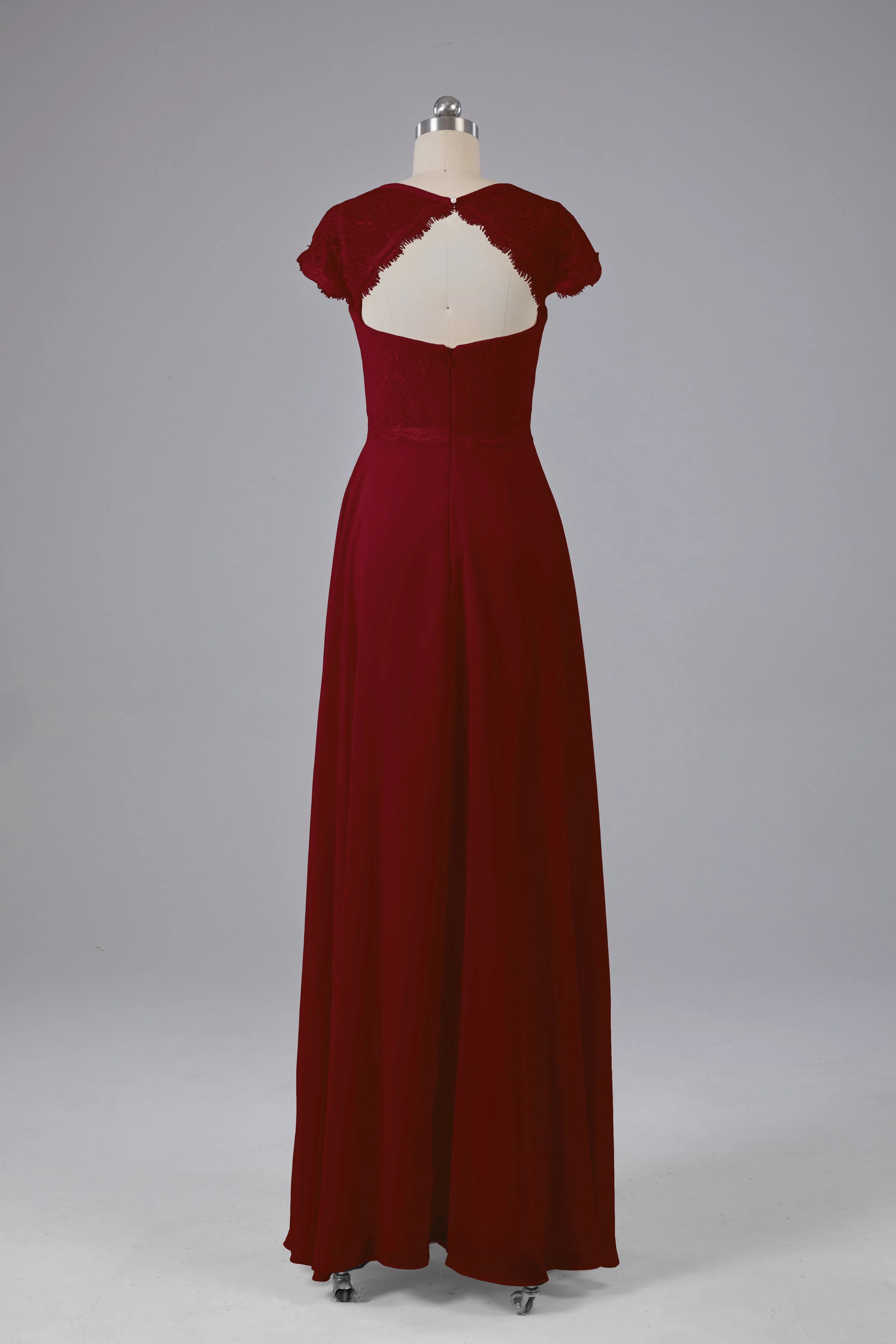 Simple Cap Sleeves Long Bridesmaid Dresses