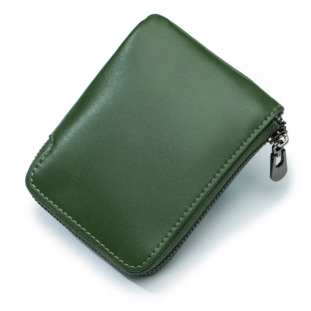 Simple Leather Short Vintage Zipper Cowhide Coin Purses