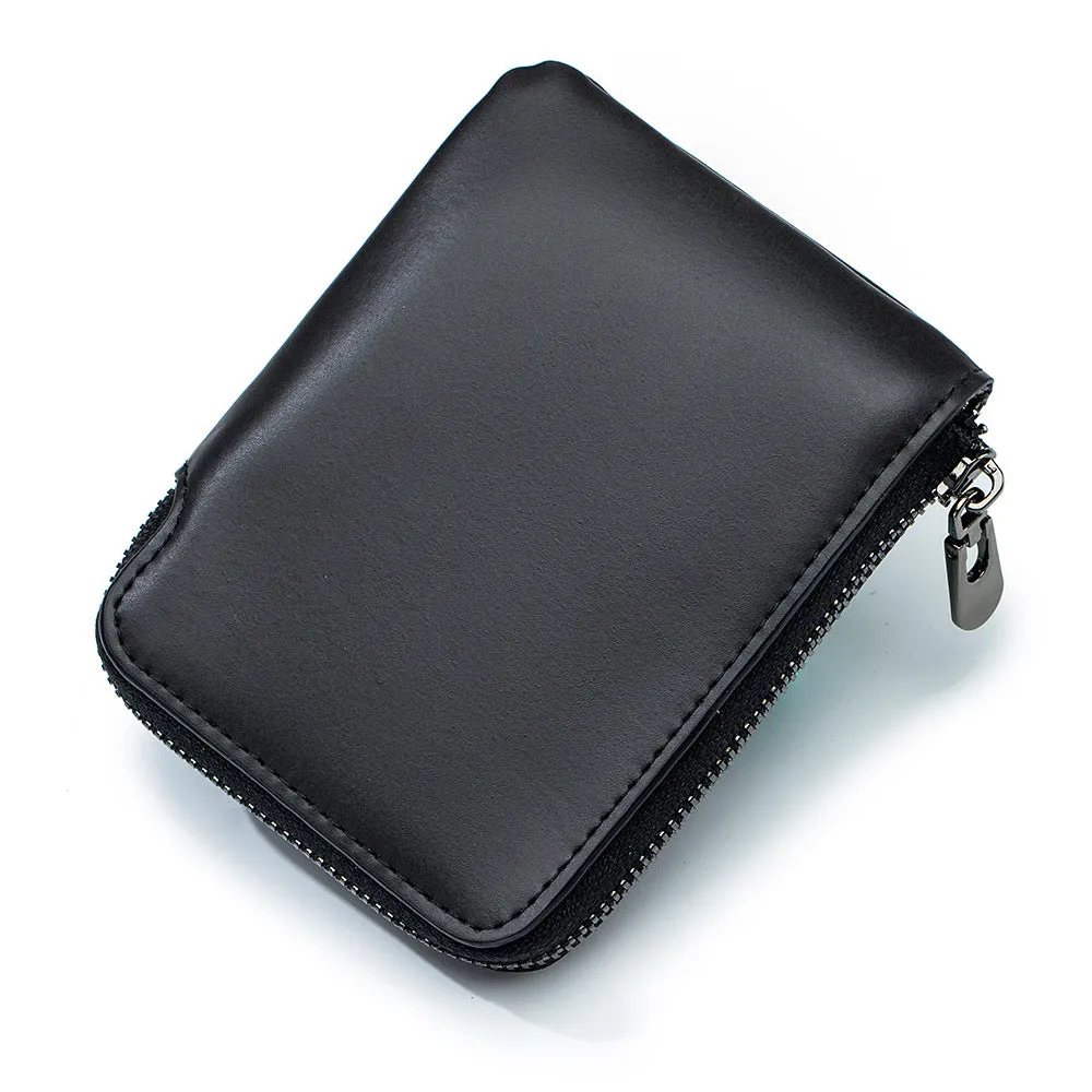 Simple Leather Short Vintage Zipper Cowhide Coin Purses