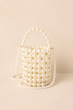 So Chic Ivory Faux Pearl Beaded Handbag
