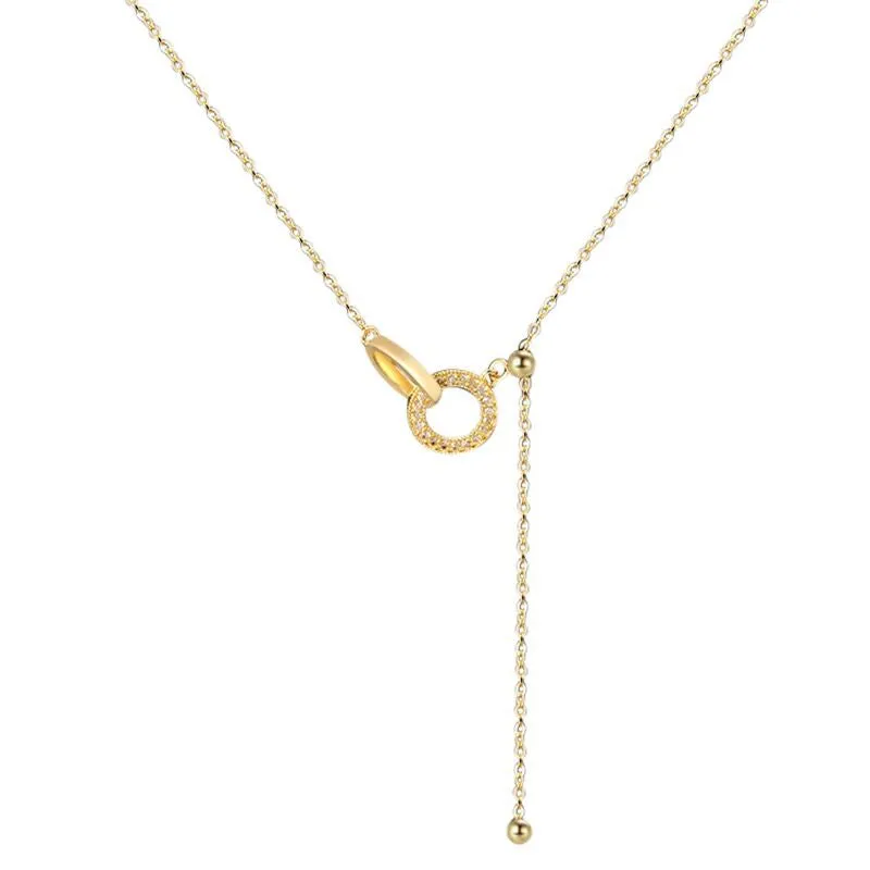 Solid 14K Gold Double Ring Necklace