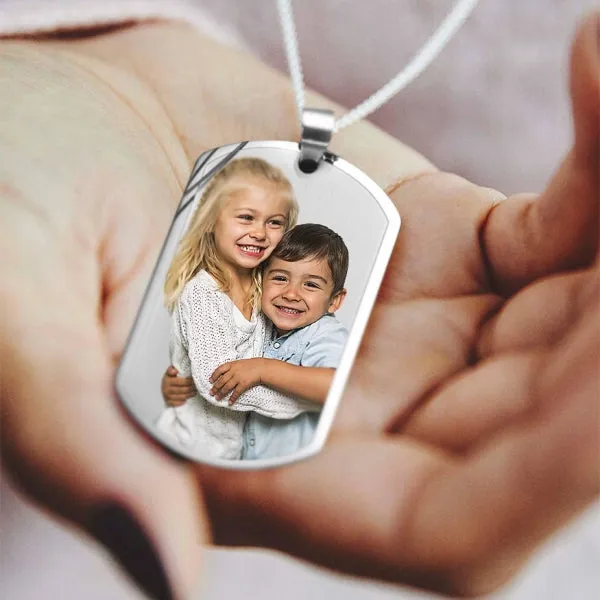 Stainless Steel Photo Dog Tag Photo Pendant with Chain Jewelry