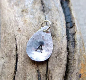 Sterling Silver Teardrop Initial Charm