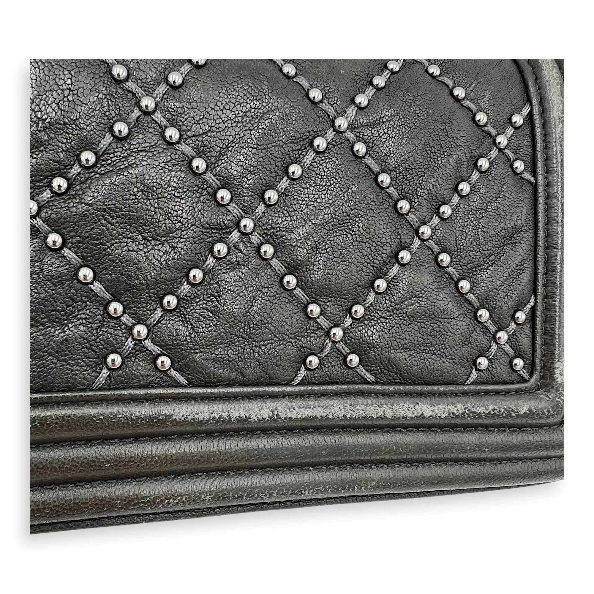 Studded Boy Small Crossbody bag in Calfskin, Ruthenium Hardware