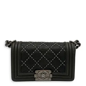 Studded Boy Small Crossbody bag in Calfskin, Ruthenium Hardware