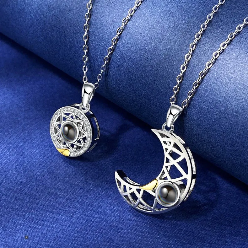 Sun Moon Shape Couple Personalized Necklaces