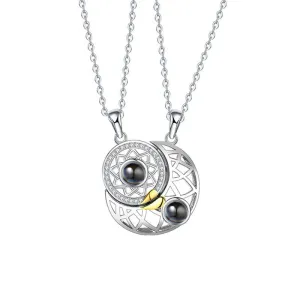 Sun Moon Shape Couple Personalized Necklaces
