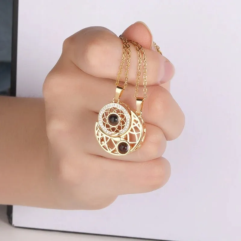 Sun Moon Shape Couple Personalized Necklaces