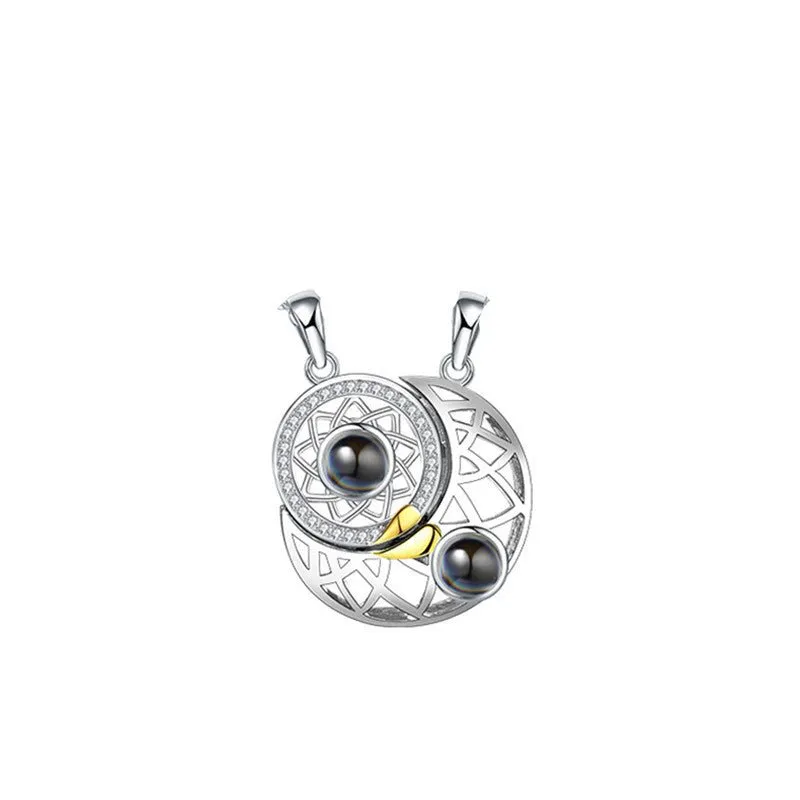 Sun Moon Shape Couple Personalized Necklaces