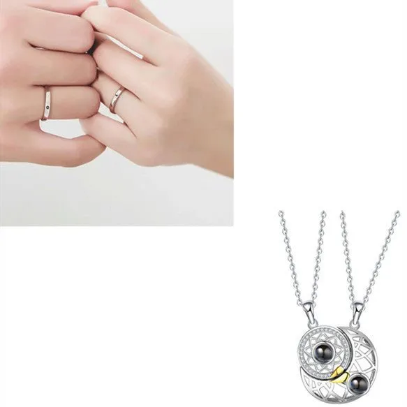 Sun Moon Shape Couple Personalized Necklaces