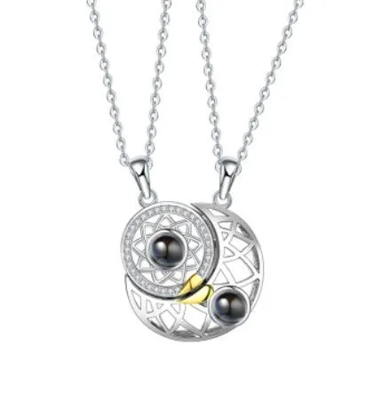 Sun Moon Shape Couple Personalized Necklaces