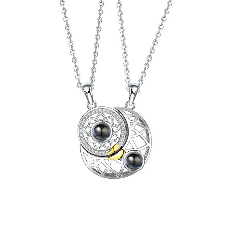 Sun Moon Shape Couple Personalized Necklaces