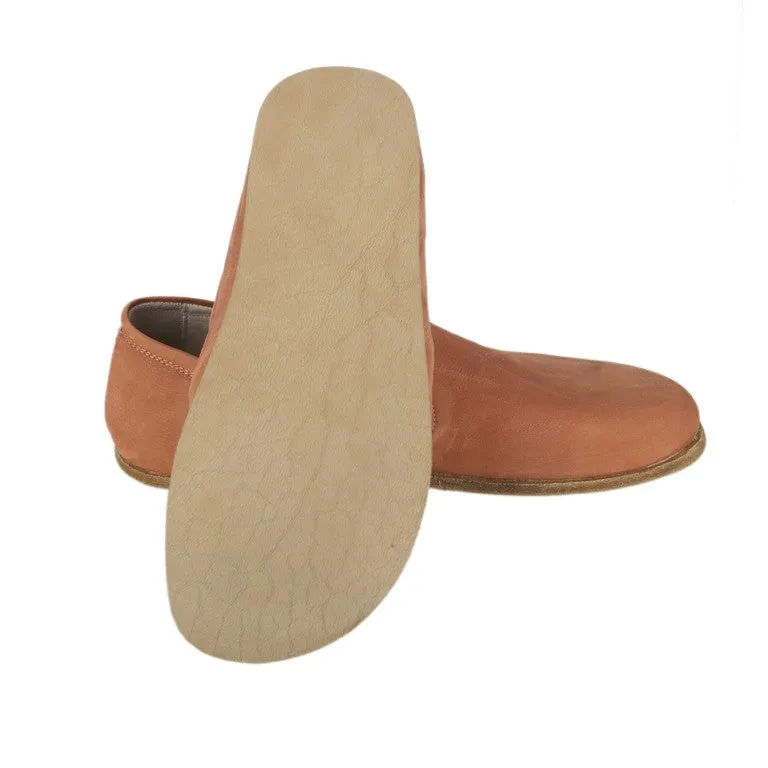 Tan Slip-On Wide Barefoot Nubuck Leather Handmade Classic Shoes