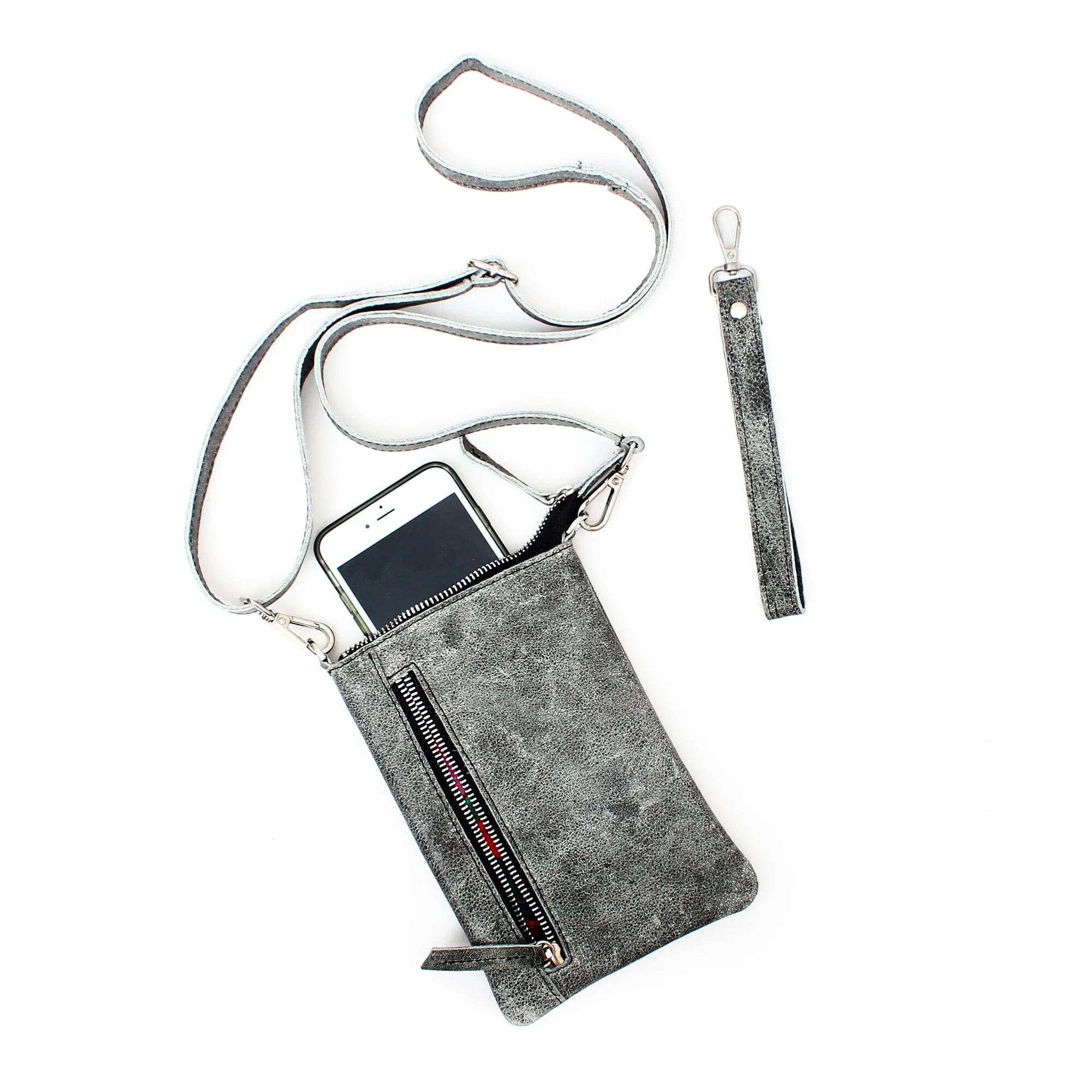 The Boomerang Cowhide Crossbody Phone Bag