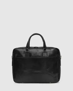 Tokyo Black - Slim Leather Laptop Briefcase