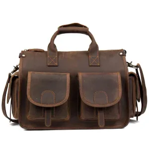 Top Grade Men’s Leather Briefcase with Shoulder Strap Handbag