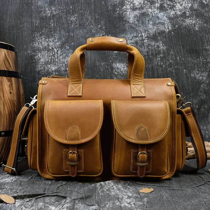 Top Grade Men’s Leather Briefcase with Shoulder Strap Handbag